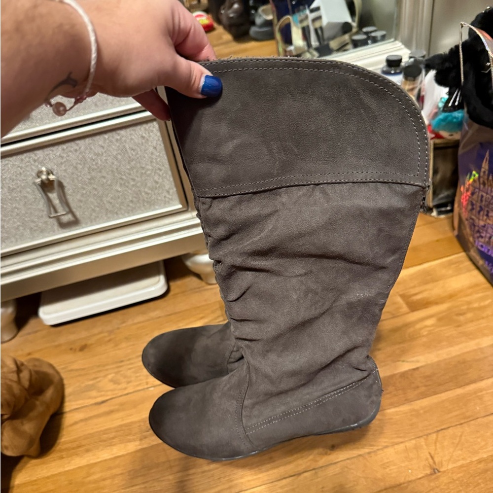 Gray suede boots from DSW